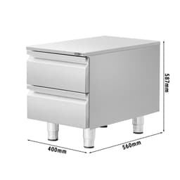 Schubladenschrank - Edelstahl - 400x560mm - 2 Schubladen