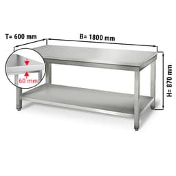 Edelstahl Arbeitstisch ECO - 1800x600mm - mit Grundboden ohne Aufkantung