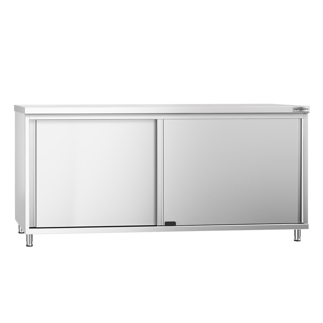 Edelstahl Arbeitsschrank PREMIUM - 1800x600mm - mit Schiebetür ohne Aufkantung