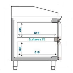 Pizzakühltisch Premium PLUS - 2305x800mm - mit 2 Türen & 2 Schubladen