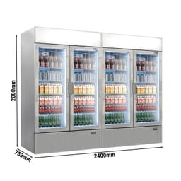 (2 Stück) Getränkekühlschrank - 2400 Liter - rahmenloses Design - mit 4 Glastüren & Werbedisplay