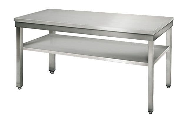 Edelstahl Arbeitstisch ECO - 1600x600mm - mit Grundboden ohne Aufkantung