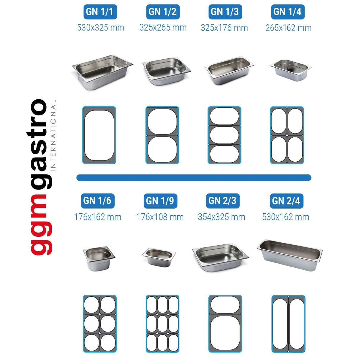 (2 Stück) Chafing Dish - GN 1/1 - mit Deckel & Edelstahl-Beinen