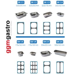 (2 Stück) Chafing Dish - GN 1/1 - mit Deckel & Edelstahl-Beinen