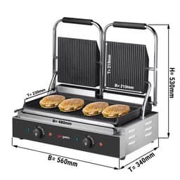 Kontaktgrill - 3,6 kW - oben & unten Gerillt - Grillfläche: 485x235mm