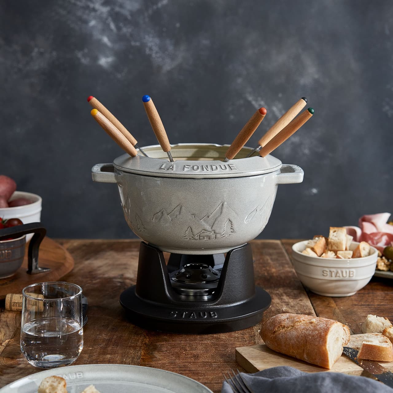 STAUB | SPECIALITIES - Fondue Set - Ø 200mm - Gusseisesn -Weisser Trüffel