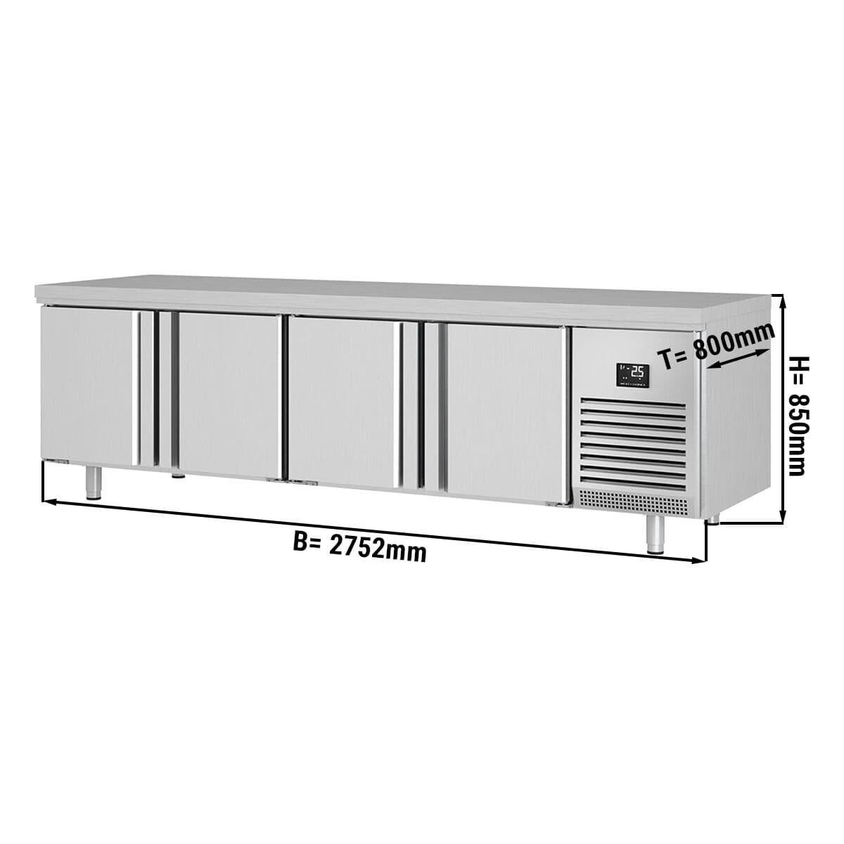 Bäckereikühltisch Premium PLUS - 2752x800mm - mit 4 Türen