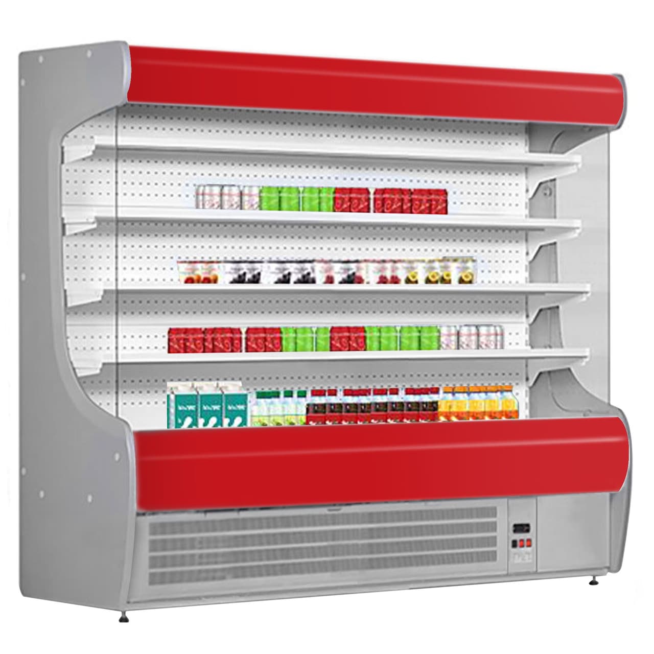 Wandkühlregal - 2020mm - mit 4 Ablagen - Frondblende Rot