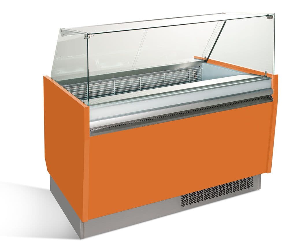 Eistheke LIAM - 1310mm - Statisch - für 10+10x 5 Liter Eisbehälter - Orange