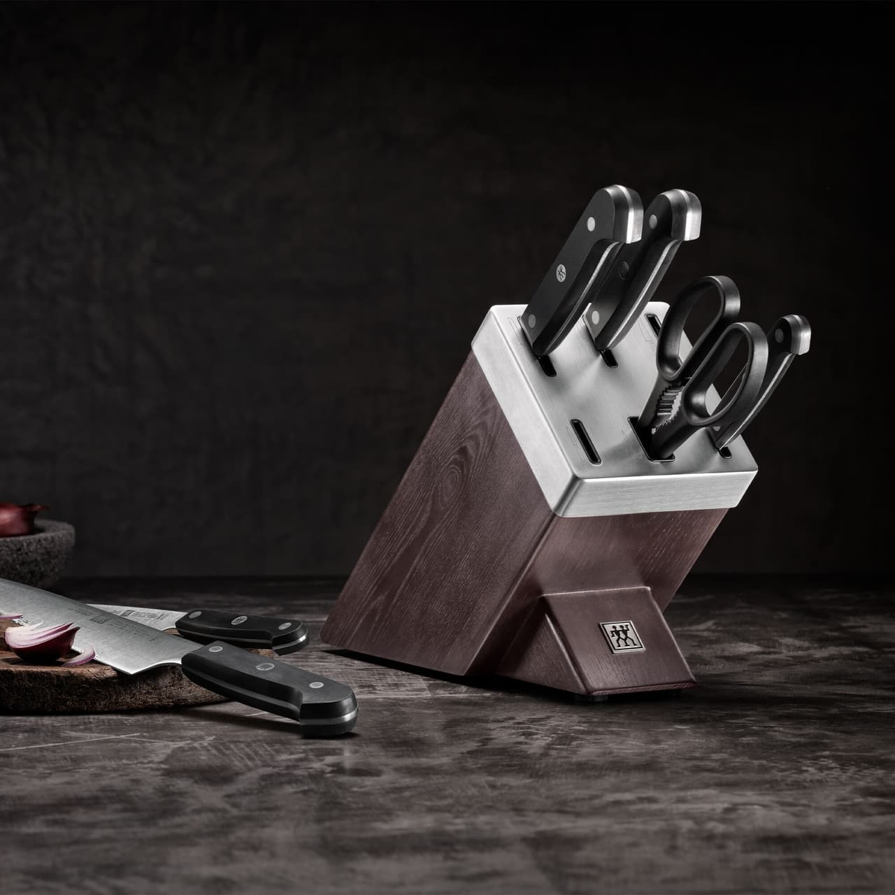 ZWILLING | GOURMET SharpBlock - Selbstschärfender Messerblock - 7-tlg - Braun