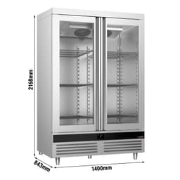 Kühlschrank Edelstahl PREMIUM - GN 2/1 - 1400 Liter - mit 2 Glastüren