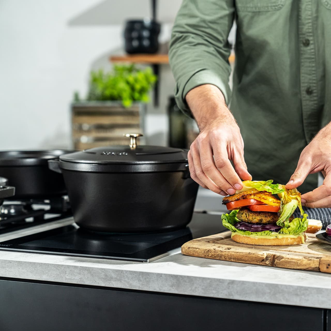 STAUB | STACKABLE SET - Kochtopfset - 3-tlg - Ø 240mm - Gusseisen - Schwarz