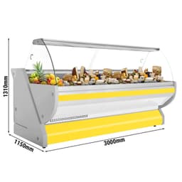 Kühltheke - 3000mm - mit Beleuchtung - Frondblende Gelb