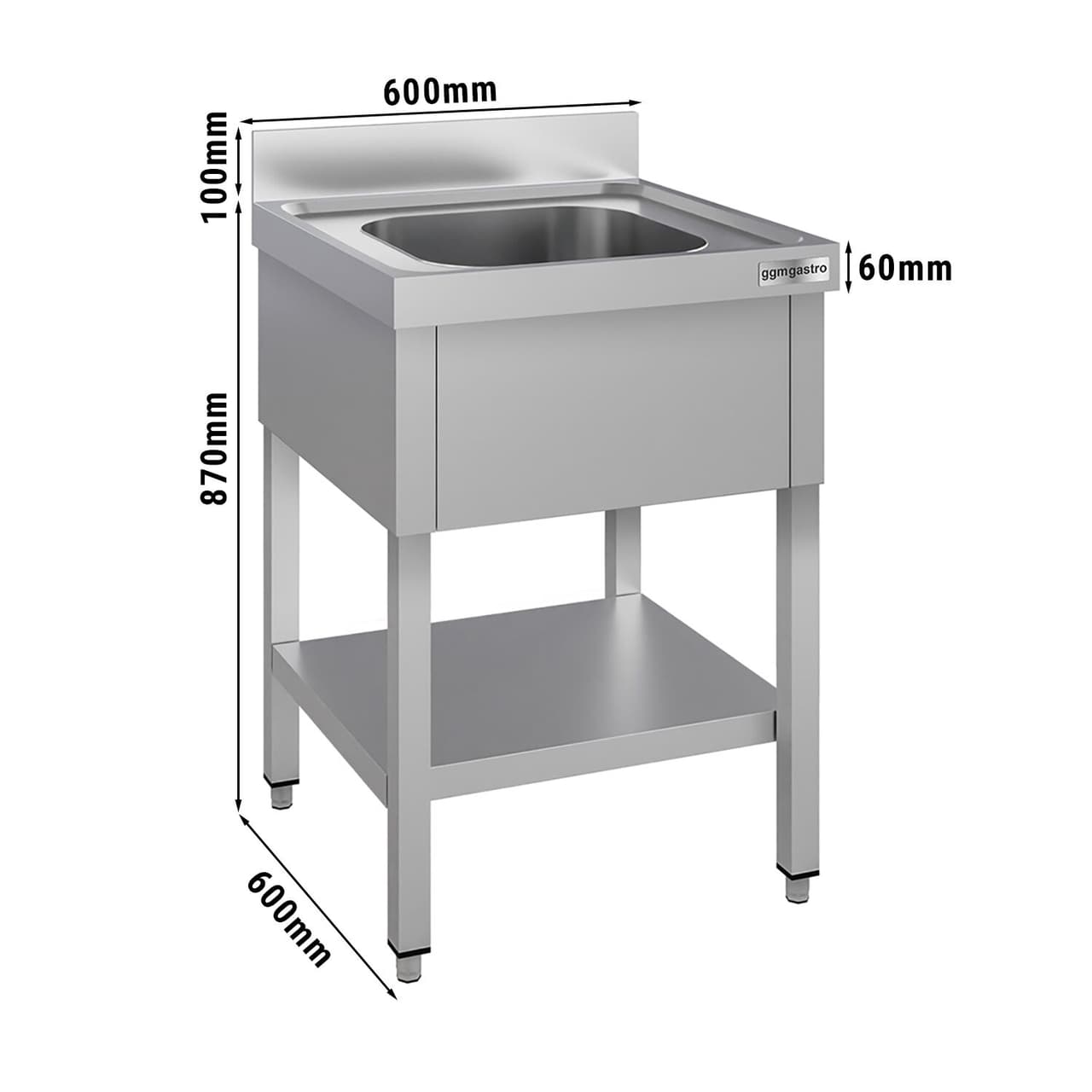 Spültisch ECO - 600x600mm - mit Grundboden & 1 Becken