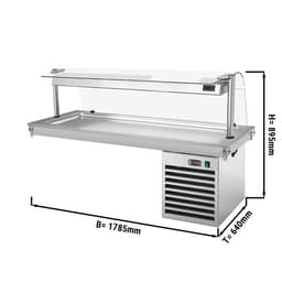 Einbau Kühlplatte - 1,8m - +2 ~ +8 °C - 5x GN 1/1 - mit Glas-Hustenschutz