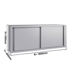 Edelstahl Wandhängeschrank ECO - 1800x400mm - mit Schiebetür - 650mm hoch