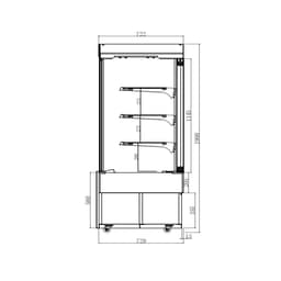 Kühl- & Kuchenvitrine - 1000mm - Doppelverglasung - mit 3 Ablagen & Spiegelfront - Schwarz