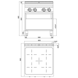 Induktionsherd - 20 kW - 4 Kochfelder