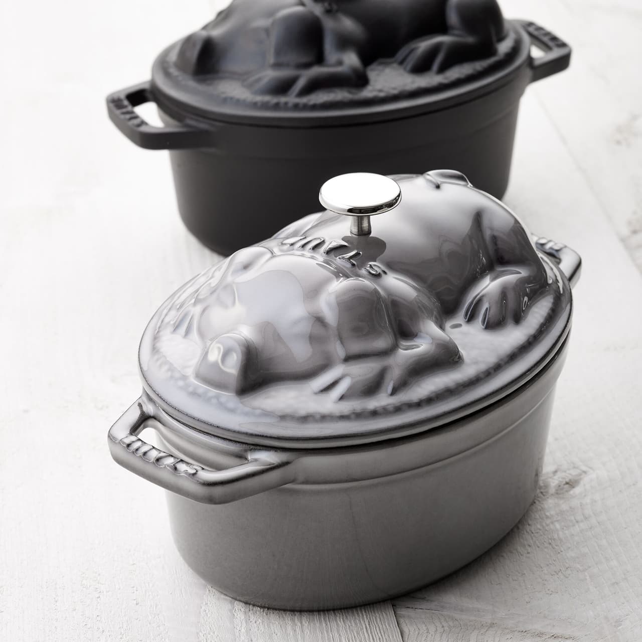 STAUB | LA COCOTTE - Cocotte - Schweinedeckel - oval - 170mm - Gusseisen - Graphit-Grau