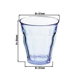 (12 Stück) Duralex Allzweck Trinkglas - PICARDIE - 220 ml - Blau-Transparent