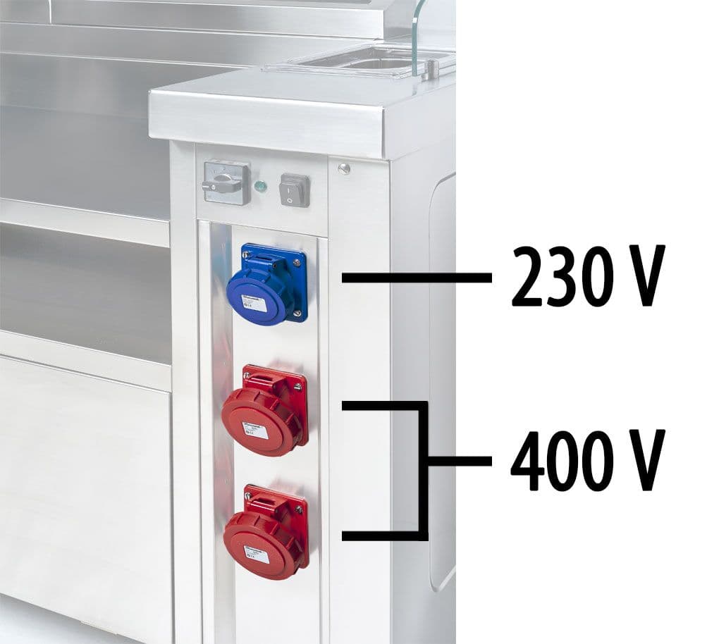 Mobile Kochstation - 1600x850mm - Höhe: 1170mm - inkl. Nudelkocher, Elektroherd & Bain-Marie