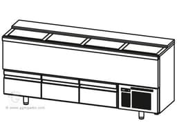 Flaschenkühltruhe - Edelstahl - 620 Liter - mit 3 Schubladen