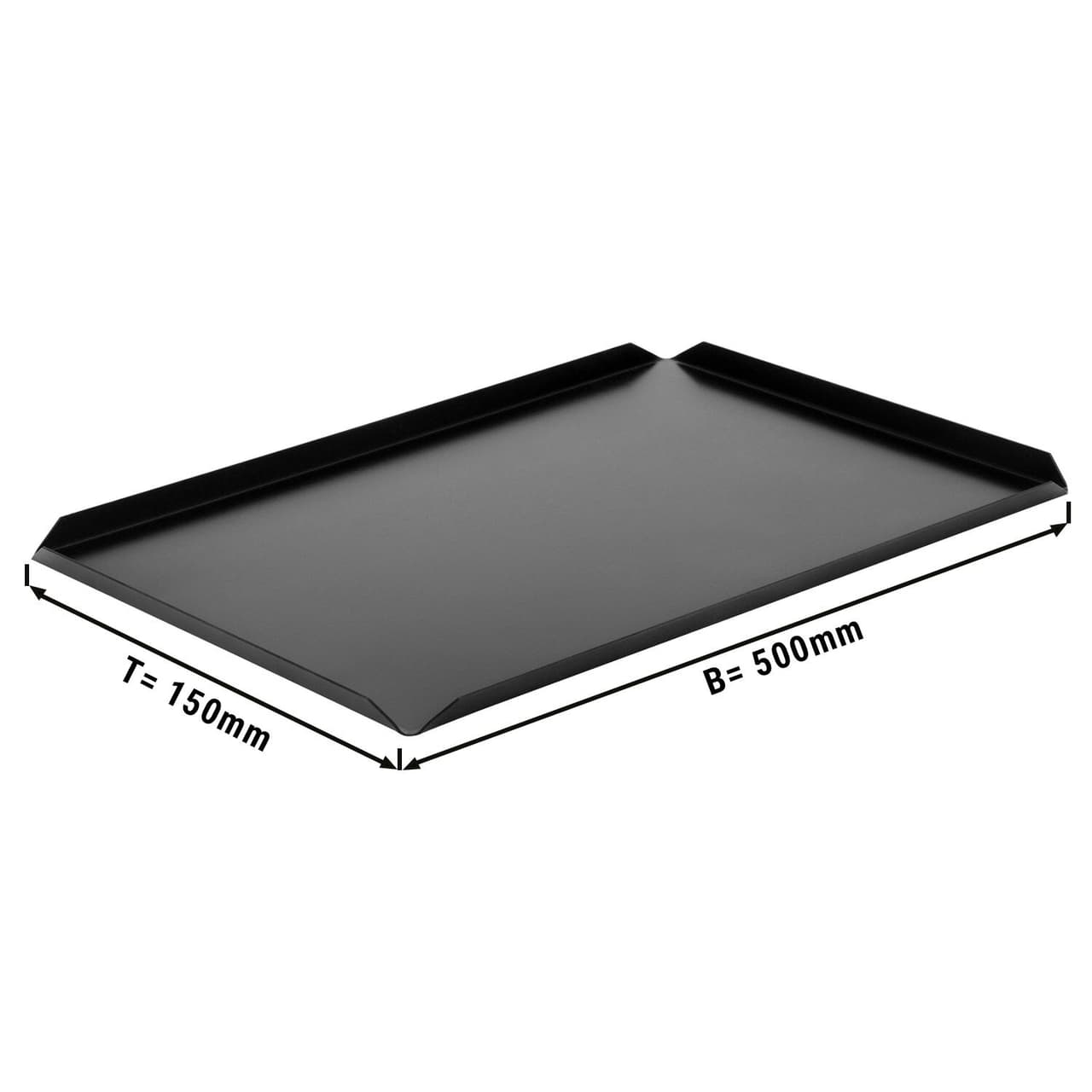 (5 Stück) Konditorei- & Präsentationsplatte aus Aluminium - 500x150x10mm - Schwarz