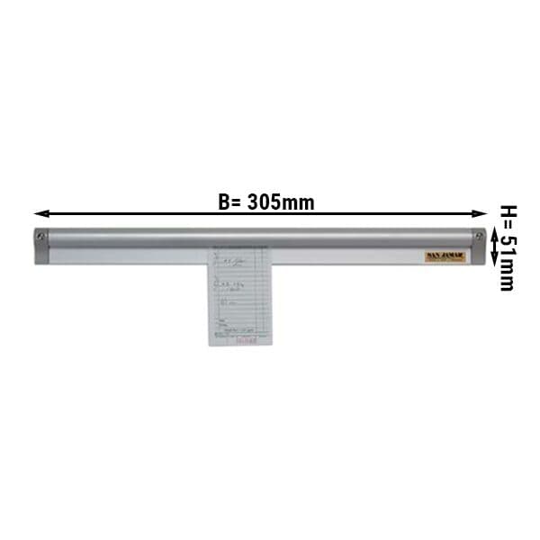 Bonschiene aus Aluminium - 30,5 cm | Zettelhalter | Klemmleiste | Bonleiste | Notizschiene