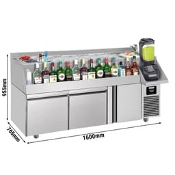 Bar- & Getränkekühltisch - 1600x600mm - 235 Liter - mit 1 Tür, 2 Schubladen & Ablagen