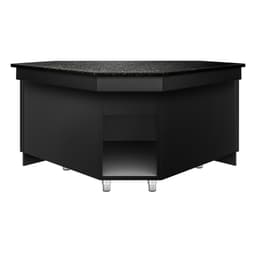 Eck-Kassentisch TORONTO - 1565mm - schwarze Front - schwarze Granit-Arbeitsplatte