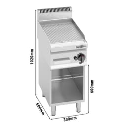 Gas Bratplatte - 4 kW - Gerillt - inkl. Untergestell