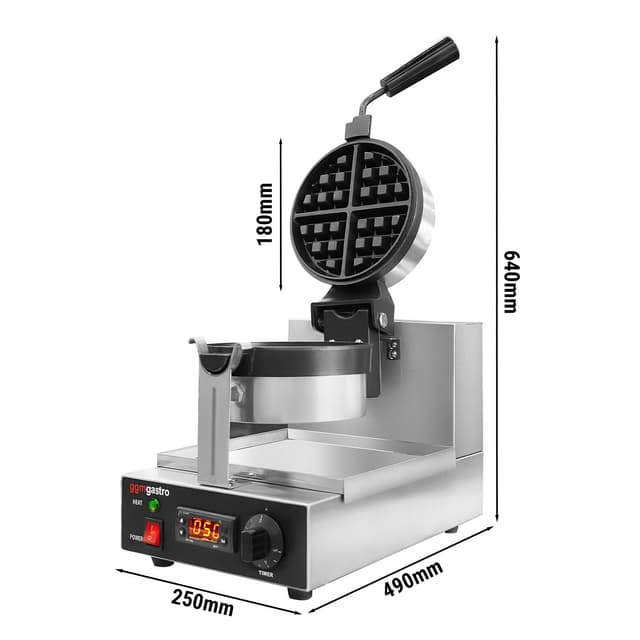 Waffeleisen - Einzeln - 1,3 kW - 180° Drehung - mit Temperaturanzeige