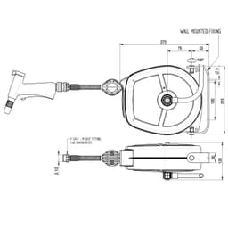 Schlauchaufroller - 5m - mit Gehäuse, Waschbrause & Nito-Pistole