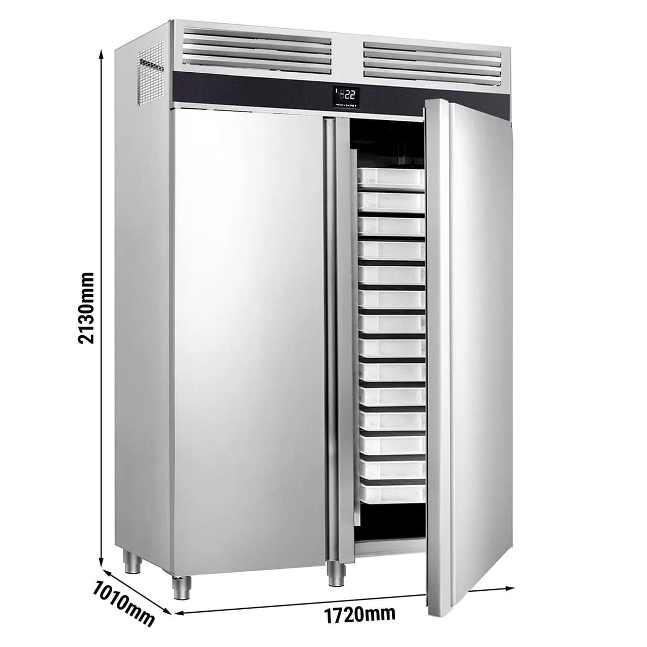 Bäckerei-Kühlschrank Edelstahl PREMIUM - EN 60x40 - 1700 Liter - mit 2 Türen