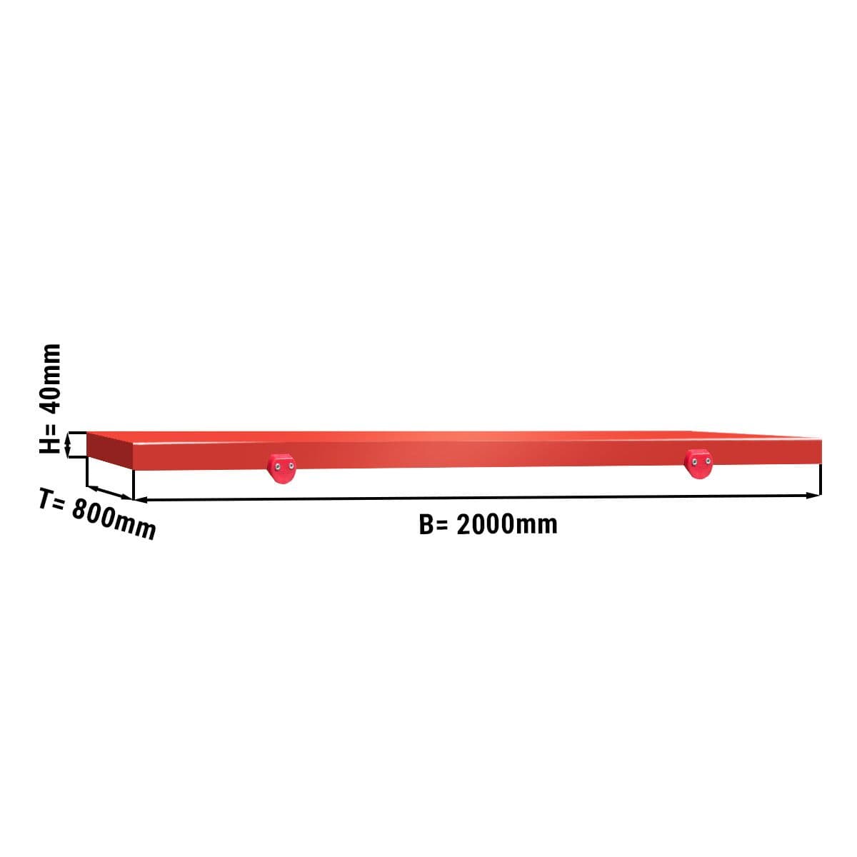 Schneideplatte für Arbeitstisch - 2000x800mm - Rot