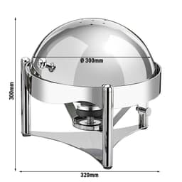 Chafing Dish - Rund - mit Rolldeckel - Chrom