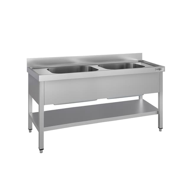 Topfspültisch ECO - 1600x700mm - mit Grundboden & 2 Becken