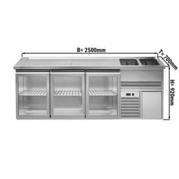 Biertheke Premium PLUS - 2500x700mm - 3 Glastüren