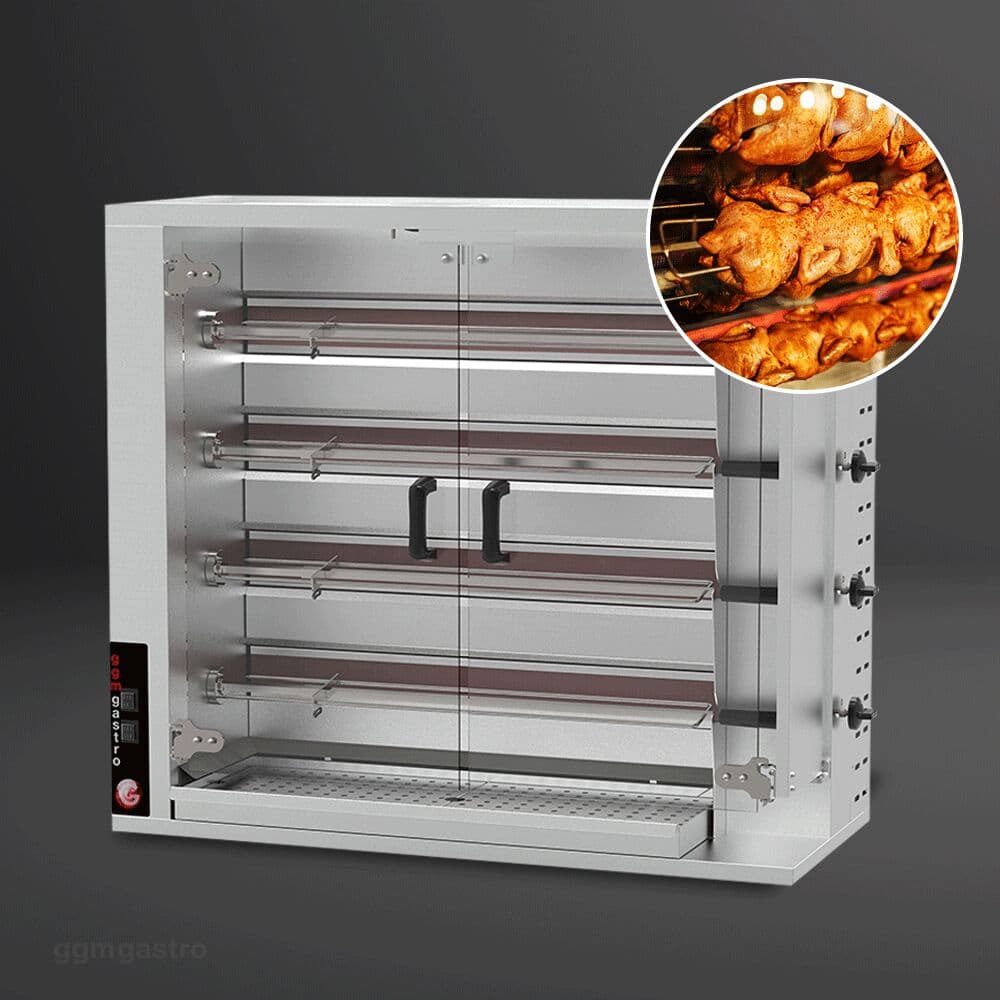 Gas Hähnchengrill - 18,8kW - mit 4 Spießen für bis zu 20 Hähnchen