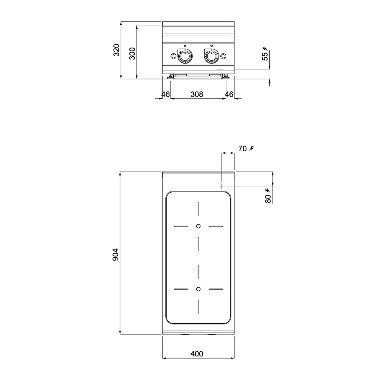 Induktionsherd - 10 kW - 2 Kochfelder