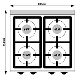 Gasherd - 21,5 kW - 4 Brenner