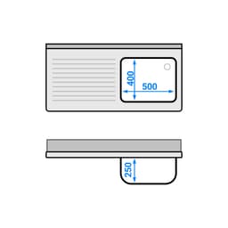 Spülschrank PREMIUM - 1200x600mm - mit 1 Becken rechts