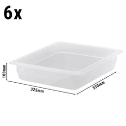 (6 Stück) CAMBRO | CAMWEAR® -  Polypropylen GN 1/2 Behälter - milchig - Tiefe: 65mm