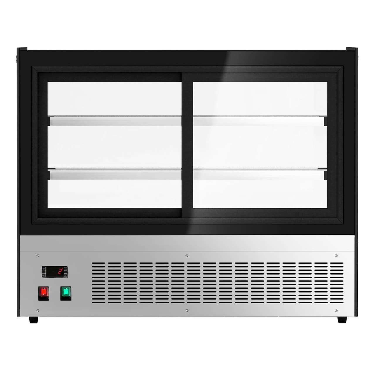 Tisch-Kühlvitrine - 105 Liter - 700mm - mit 2 Glassblagen - rund - Schwarz