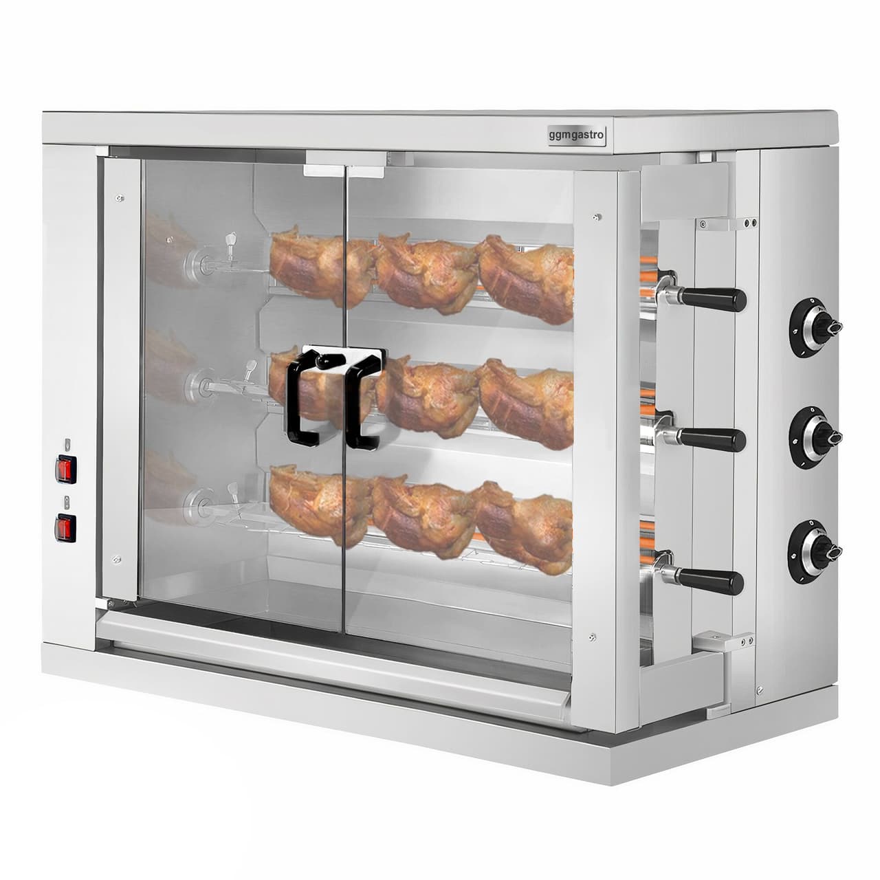 Elektro Hähnchengrill - 9,9kW - mit 3 Spießen für bis zu 18 Hähnchen