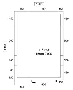 Edelstahl Kühlzelle - 1500x2100mm - 4,8m³