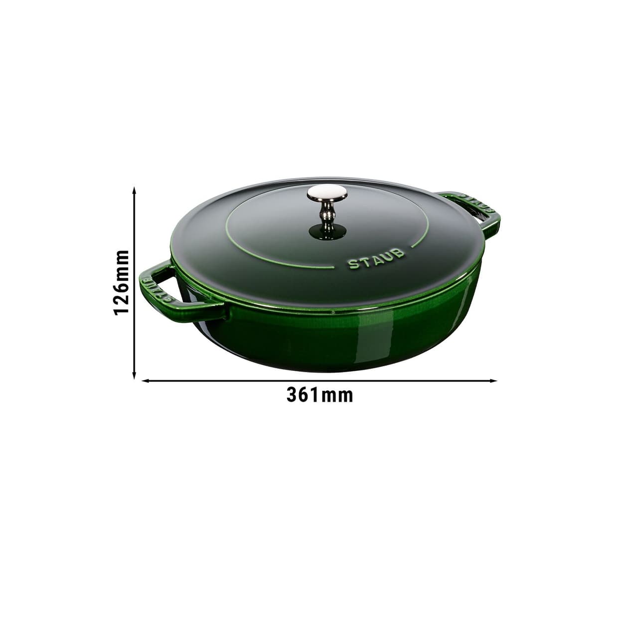 STAUB | BRAISERS - Bräter mit Chistera Drop-Structure - 280mm - Gusseisen - Basilikum-Grün