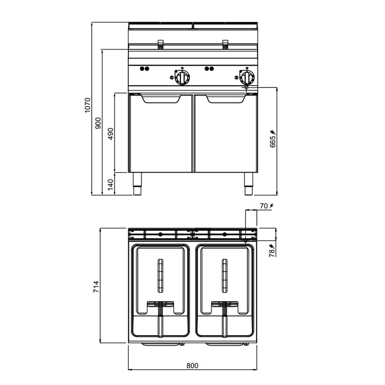 Elektro Doppelfritteuse - 18+18 Liter - 27 kW