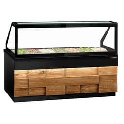 Saladette TORONTO - 2550mm - Holzfront - 4 Türen - für 6x GN 1/1 - schwarze Granit-Arbeitsplatte