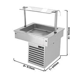 Einbau Kühlwanne - 0,8m - +2 ~ +8 °C - 2x GN 1/1 - mit Glas-Hustenschutz